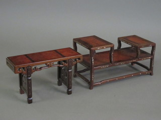 A rectangular Oriental miniature altar table 10" and a 2 tier table 12"