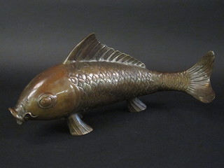 A large modern bronze figure of a carp