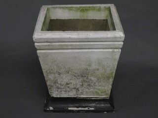 A pair of square white and black painted garden urns 16"