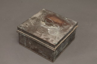 A rectangular copper box with hinged lid 13 1/2"