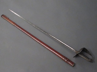 A Victorian Light Infantry Officer's sword with etched blade by Jones & Co of Regent Street London complete with leather  scabbard  ILLUSTRATED