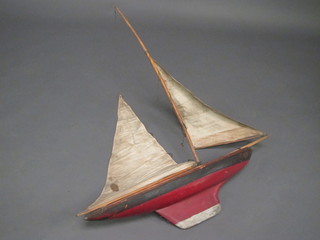 A wooden pond yacht by Ajax Co 29"