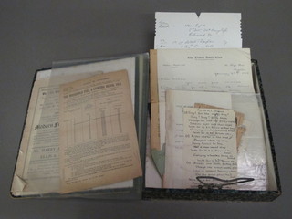 A box file containing a collection of ephemera including a  Household Fuel and Lighting Tariffs for October 1918 and a sale  catalogue for the contents of 112 Eaton Square October 1922 and  various other ephemera