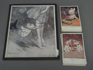 A Bonzo print 11" x 9" and a collection of Bonzo postcards