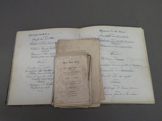 A collection of menu cards including 1 from Buckingham Palace, Knowsley, West Dean Park and a book containing various menus