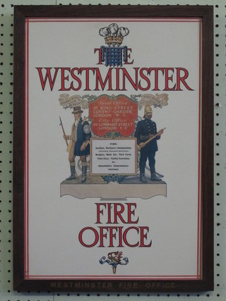 A coloured poster for the Westminster Fire Office 19" x 13"