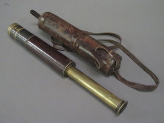A 19th Century 3 draw telescope by Ross of London marked  24870 complete with leather carrying case