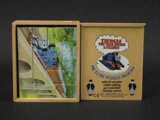 A 1986 Thomas The Tank Engine 4 sided cube puzzle 8"