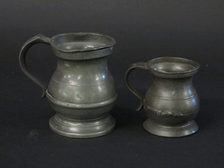 A Victorian pewter baluster half pint measure and a do. gill measure