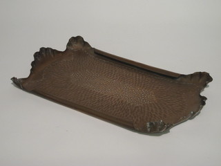 An Art Nouveau rectangular hammered copper tray 21"