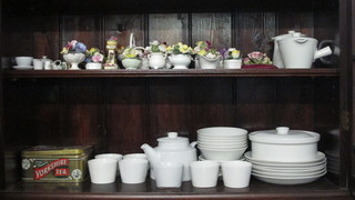 A part Arabia dinner service, a collection of posy vases and a  childs tea set