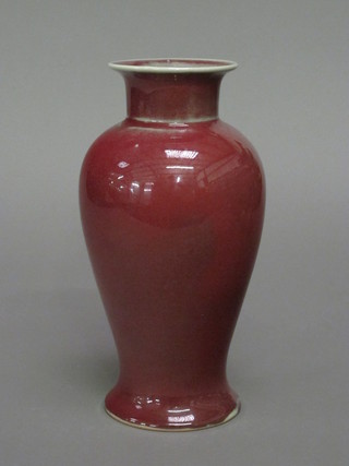 An Ox Blood club shaped vase 9 1/2"