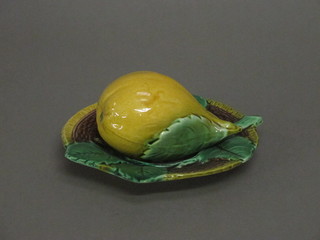 A 19th Century Majolica inkwell in the form of a pear 6"