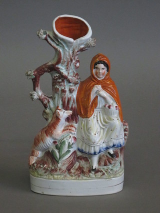 A 19th Century Staffordshire flat back figure - Little Red Riding  Hood 11"