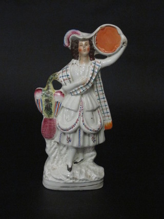 A Staffordshire flat back figure of a standing Scots Lady 10"