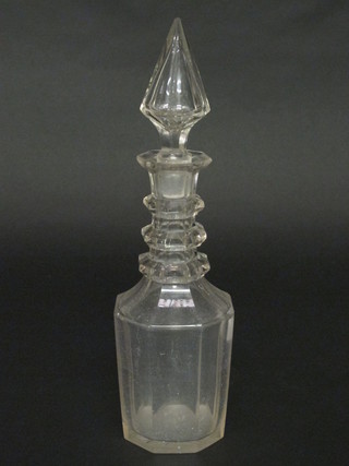 A mallet shaped decanter and stopper 14"