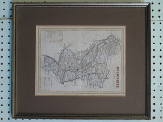 A 19th Century coloured map of Derbyshire by Archen, 9" x 7  1/2"