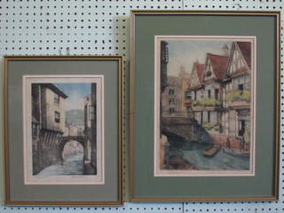 Lewis Stant, a pair of coloured etchings "The Weavers House Canterbury" and "The House on the Pond" 13" x 10" and 9 1/2"  x 6"