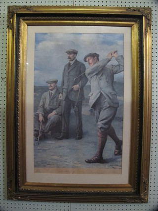 A golfing print "Three Standing Golfers" 26" x 16"
