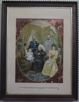 A Victorian coloured print "Victoria's Royal Family" 20" oval
