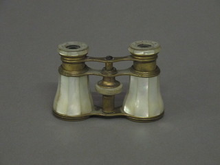 A pair of mother of pearl opera glasses marked Lemaire Fab Paris