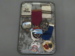 A gilt metal, silver and enamel founders jewel Walthamstow  Lodge 2472, a gilt metal Royal Arch chapter jewel and 3 gilt metal charity jewels