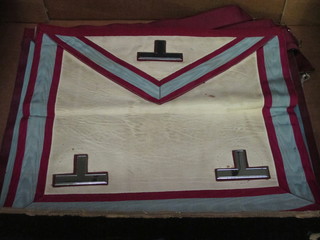 A collection of Masonic regalia comprising Mark Master's apron  and 2 Mark Master Masons aprons