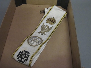 Masonic regalia including a Red Cross of Constantine Grand Officer's sash