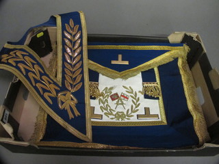A quantity of Masonic regalia comprising Grand Officer's full  dress apron and collar, Grand Standard Bearer