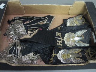 A quantity of Masonic regalia comprising 3 Ancient and  Accepted Rights 30th degree sashes and 5 collarettes