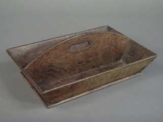 A rectangular elm twin compartment cutlery tray 14"