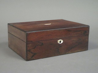 A Victorian rosewood trinket box with hinged lid 12"