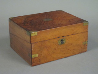 A Victorian walnut writing slope with hinged lid 12"