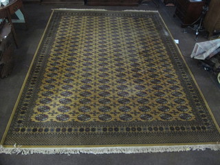 A yellow ground Bokhara style machine made carpet 163" x 118"