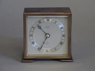 An Elliott Dyson Windsor mantel clock with square silvered dial  contained in a mahogany case