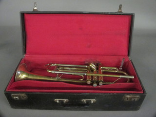 A Boosey & Hawkes Regent brass trumpet, cased
