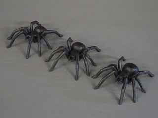 3 cast iron figures of Tarantula spiders 6"