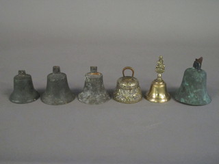 4 various graduated servant's bells and 2 small hand bells