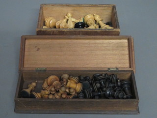 2 wooden chess sets