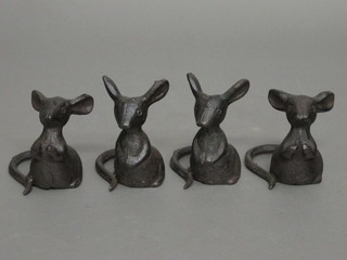 4 cast iron figures of mice 3 1/2"