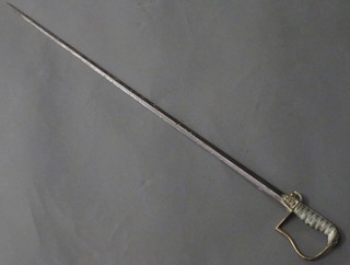 A 19th Century Continental Naval sword with 28" blade, missing scabbard,  ILLUSTRATED