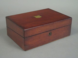 A 19th Century square writing slope with hinged lid 12"