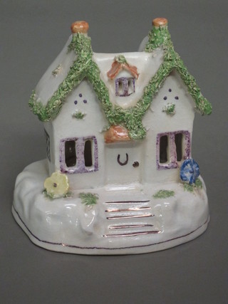 A 19th Century Staffordshire pastel burner in the form of a cottage 5"  ILLUSTRATED