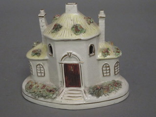A 19th Century Staffordshire pastel burner in the form of a cottage 6"  ILLUSTRATED
