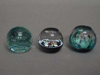 3 Caithness paperweights - Jubilee Orchid, Spinaway and Whitefriars Midnight Bouquet, all boxed