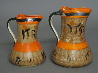 2 Art Deco Myott & Sons shaped waisted jugs 8"