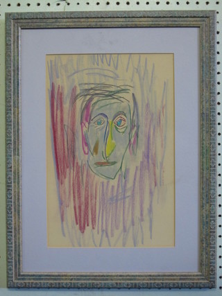 After Picasso, a head and shoulders crayon drawing of a  gentleman, the reverse marked George Ro?St Maximo 1957 RLH  14" x 9"