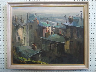 Kikipfs 1969?? Impressionist oil on canvas "Roof Scene" 25" x  31" indistinctly signed to bottom right hand corner   ILLUSTRATED