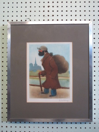 Foutanag, coloured print "Gentleman of the Road" 8 1/2" x 7"