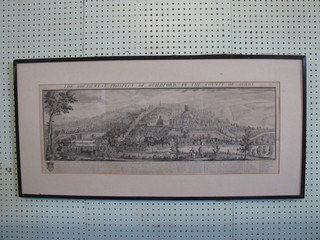 Monochrome etching, a panoramic view "The Sout West  Prospect of Guildford in the County of Surrey" 12" x 31"